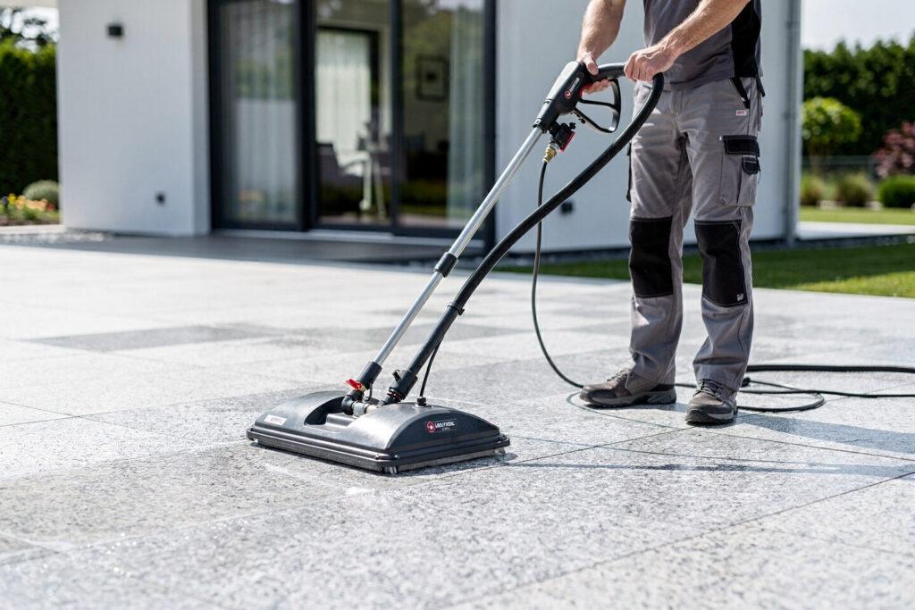 Professionelle Technik zur Reinigung der Steine